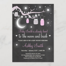 Baby Shower Love You to the Moon Shower girl pink 招待状