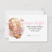 Baby Shower Mädchen Teddy Luftballons Windeln Raff 招待状 (正面)