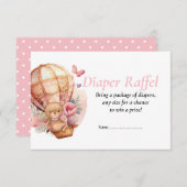 Baby Shower Mädchen Teddy Luftballons Windeln Raff 招待状 (正面/裏面)