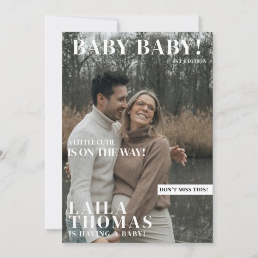 Baby Shower Magazine Cover Style Photos Modern 招待状 (正面)