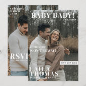 Baby Shower Magazine Cover Style Photos Modern 招待状 (正面/裏面)