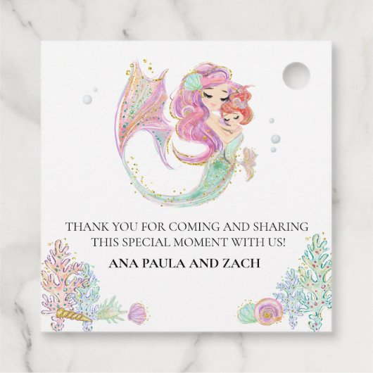 Baby Shower Mermaid Thank you フェイバータグ (裏面)