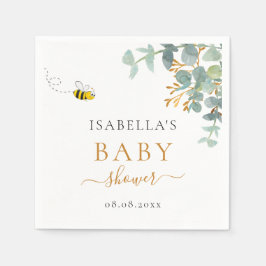 Baby Shower mom to bee eucaluptusスクリプト スタンダードカクテルナプキン