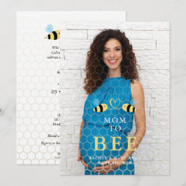 Baby Shower Mom to Bee Quote Bees Couple Photo 招待状