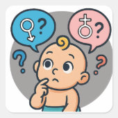 Baby shower name survey card スクエアシール (正面)