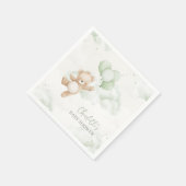 Baby Shower Napkins Bearly Wait Sage Green Balloon スタンダードカクテルナプキン (角)