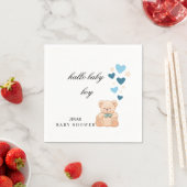 Baby Shower Napkins – Hallo Baby Boy Teddy Design スタンダードカクテルナプキン (インサイチュ)
