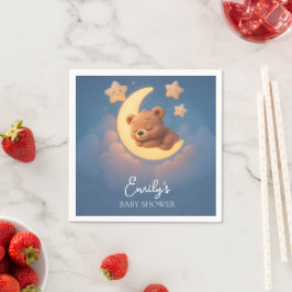 Baby Shower Napkins – Teddy Bear on the Moon スタンダードカクテルナプキン