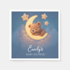 Baby Shower Napkins – Teddy Bear on the Moon スタンダードカクテルナプキン