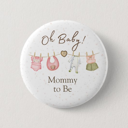 Baby Shower Oh Baby! Button Clothesline 缶バッジ (正面)