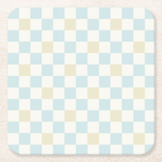 Baby Shower Paper Coaster for a Boy | Blue Check スクエアペーパーコースター