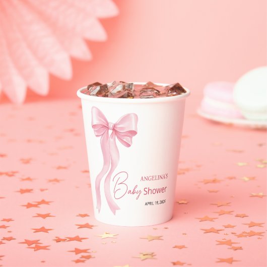 Baby shower paper cups with a delicate bow. 紙コップ (インサイチュ)