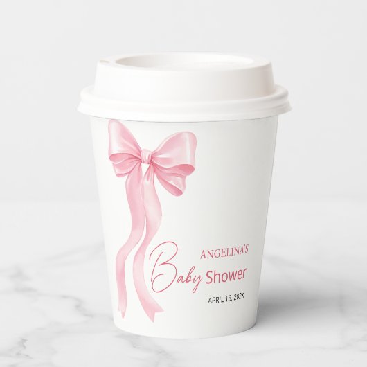 Baby shower paper cups with a delicate bow. 紙コップ (裏面)