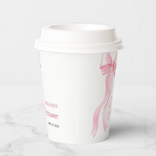 Baby shower paper cups with a delicate bow. 紙コップ (右)