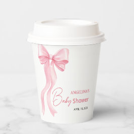 Baby shower paper cups with a delicate bow. 紙コップ