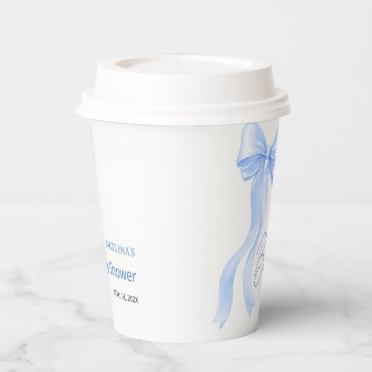 Baby shower paper cups with a delicate bow. 紙コップ (左)