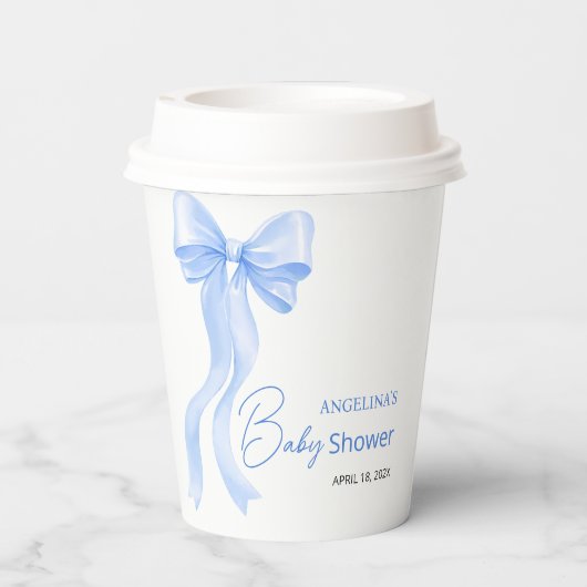 Baby shower paper cups with a delicate bow. 紙コップ (裏面)