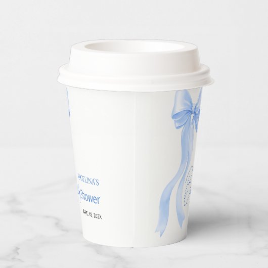 Baby shower paper cups with a delicate bow. 紙コップ (右)