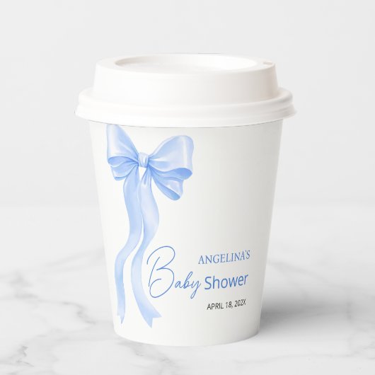 Baby shower paper cups with a delicate bow. 紙コップ (正面)