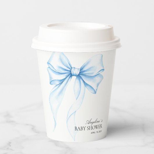 Baby shower paper cups with a delicate bow. 紙コップ (正面)