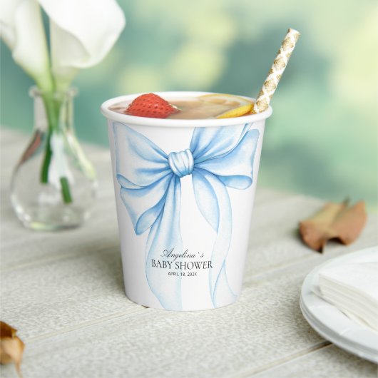 Baby shower paper cups with a delicate bow. 紙コップ (インサイチュ)