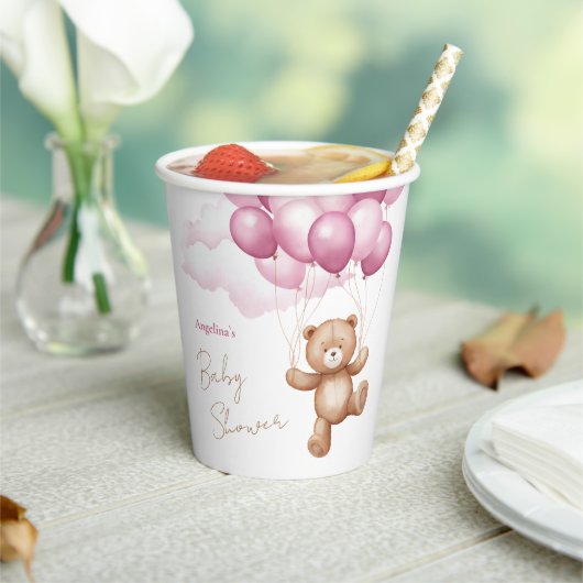 Baby Shower Paper Cups with teddy bear. 紙コップ (インサイチュ)