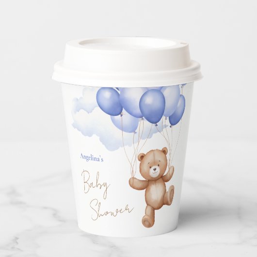 Baby Shower Paper Cups with teddy bear. 紙コップ (正面)