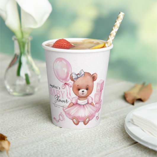 Baby Shower Paper Cups with teddy bear design. 紙コップ (インサイチュ)