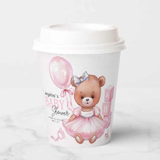 Baby Shower Paper Cups with teddy bear design. 紙コップ (正面)