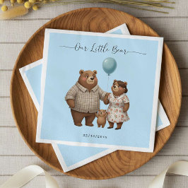 Baby Shower Paper  for Boy Blue Balloon Teddy Bear スタンダードカクテルナプキン