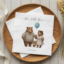 Baby Shower Paper  for Boy Blue Balloon Teddy Bear スタンダードカクテルナプキン