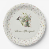 Baby Shower Paper Plate - "Little Sprout" Floral ペーパープレート (正面)