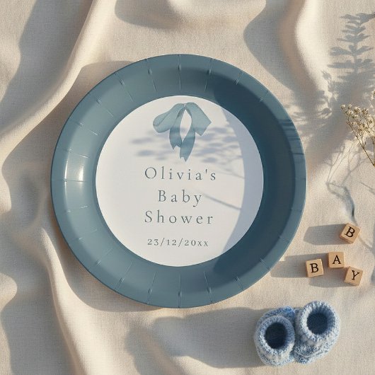 Baby Shower Paper Plates for Boy – Blue Bow ペーパープレート