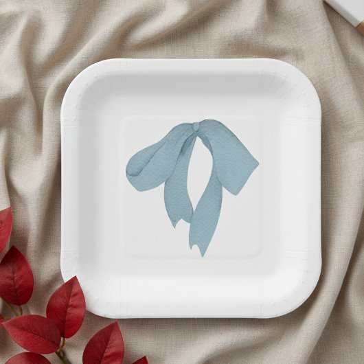 Baby Shower Paper Plates for Boy – Blue Bow ペーパープレート