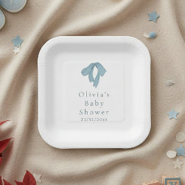 Baby Shower Paper Plates for Boy – Blue Bow ペーパープレート