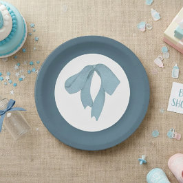 Baby Shower Paper Plates for Boy – Blue Bow ペーパープレート