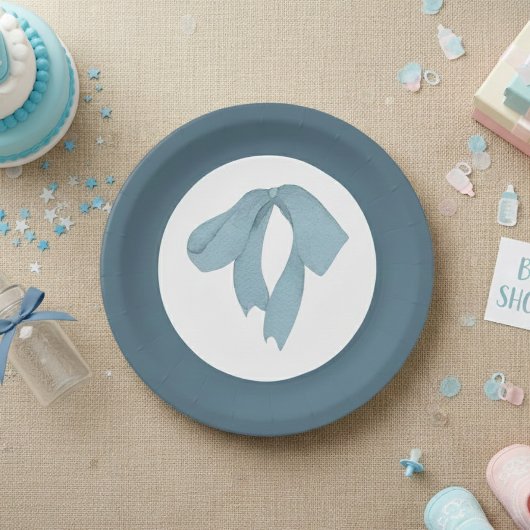 Baby Shower Paper Plates for Boy – Blue Bow ペーパープレート