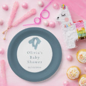 Baby Shower Paper Plates for Boy – Blue Bow ペーパープレート (パーティー)