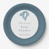 Baby Shower Paper Plates for Boy – Blue Bow ペーパープレート (正面)
