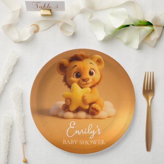 Baby Shower Paper Plates – Little Lion & Star ペーパープレート (ウェディング)