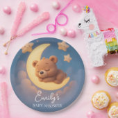 Baby Shower Paper Plates – Teddy Bear on the Moon ペーパープレート (パーティー)