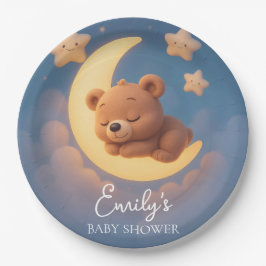 Baby Shower Paper Plates – Teddy Bear on the Moon ペーパープレート