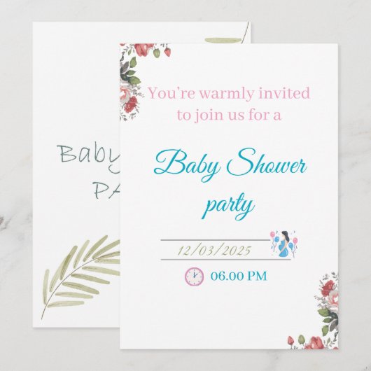 BABY SHOWER PARTY 招待状 (正面/裏面)