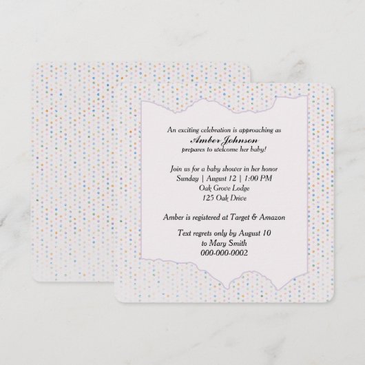 Baby Shower Pastel Polka Dots 招待状 (正面/裏面)