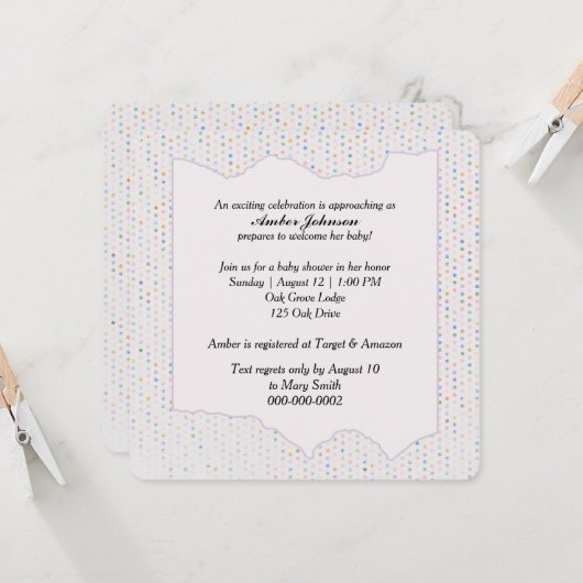 Baby Shower Pastel Polka Dots 招待状 (正面/裏面インサイチュ)