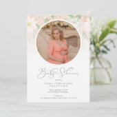 Baby Shower Peach Floral Botanical Photo (スタンド正面)