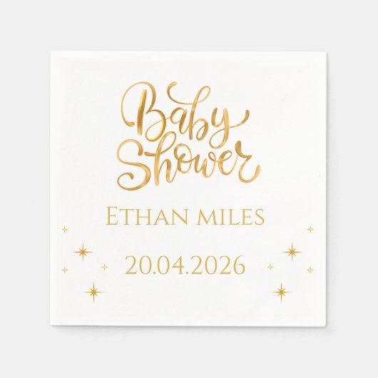 Baby Shower Personalized Name And Date Napkin スタンダードカクテルナプキン (正面)