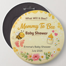 Baby Shower Pin | Mommy To Bee | What Will It Bee 缶バッジ
