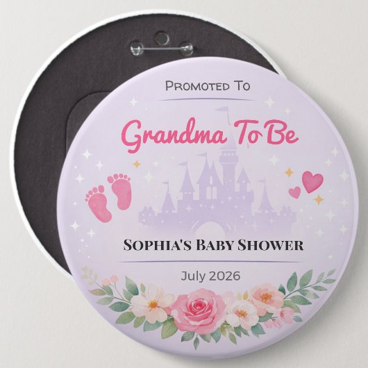 Baby Shower Pin | Promoted Grandma | Party Favor 缶バッジ (正面&裏面)