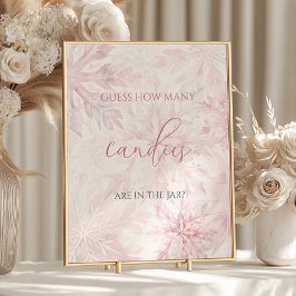 Baby Shower Pink Snowflake Guess How Many Candies ポスター